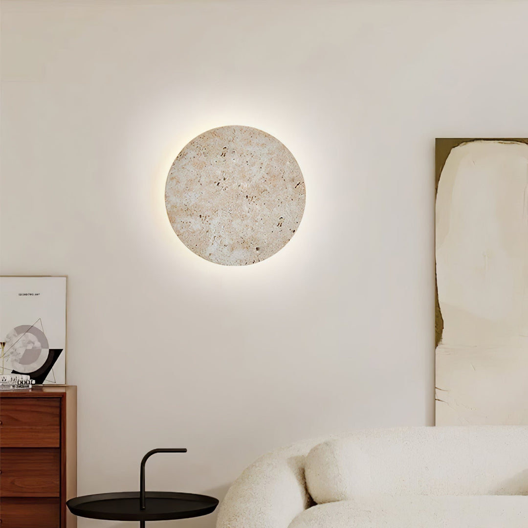 Lampa Ścienna z Travertynu w Kształcie Koła