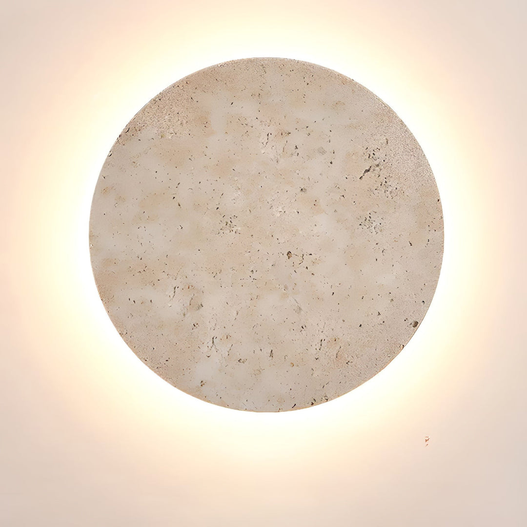 Lampa Ścienna z Travertynu w Kształcie Koła