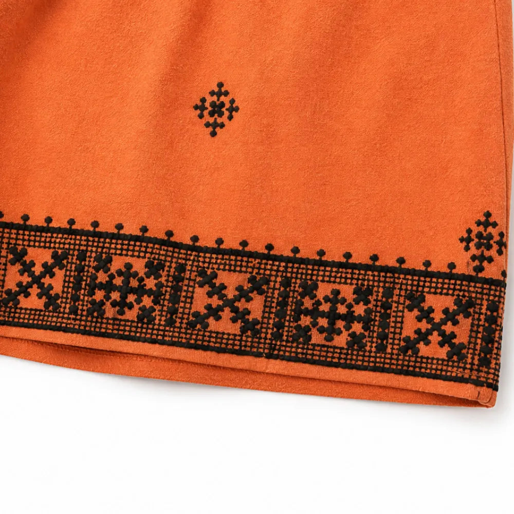 Solara – Boho Dwuczęściowy Zestaw, Top Bez Rękawów i Szorty z Wysokim Stanem