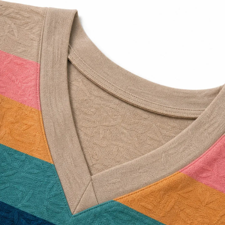 Marlowen – Sukienka T-Shirt z dekoltem w serek, w paski, dla kobiet, miękka, letnia, casualowa