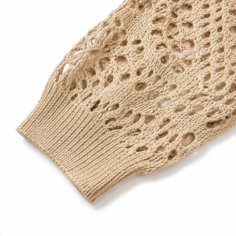 Marigrove – Boho Damski Top V-Neck Szydełkowy