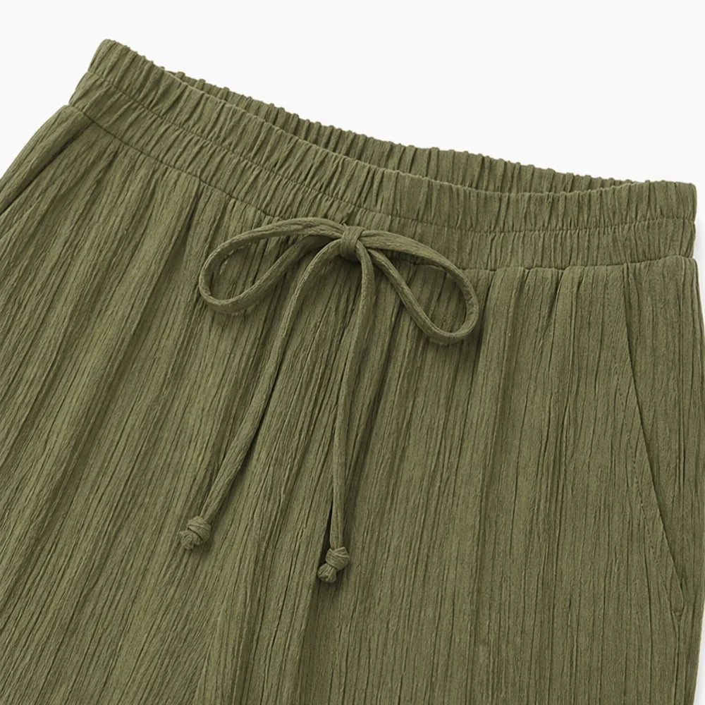 Velora – Szerokie Spodnie Capri z Żebrowanym Wzorem, z Elastycznym Pasem i Boczny Rozcięciem, Rozmiar Plus 1XL–5XL