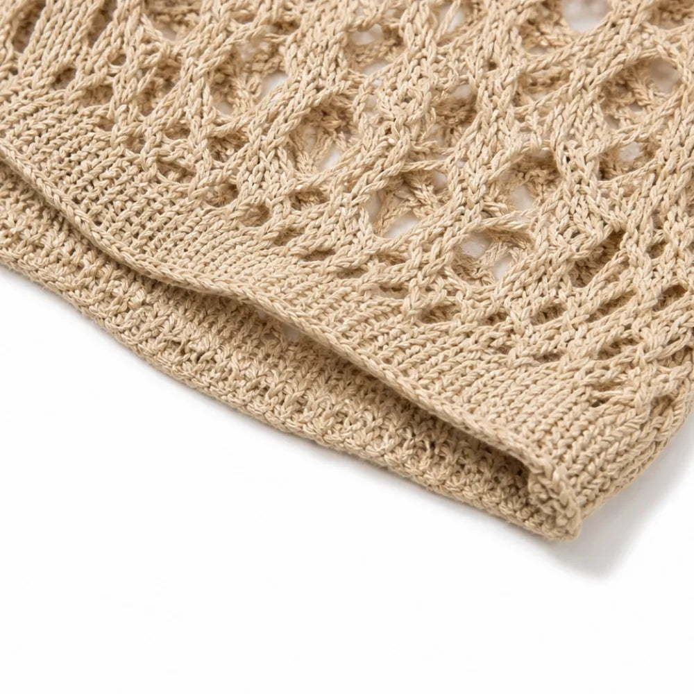 Marigrove – Boho Damski Top V-Neck Szydełkowy