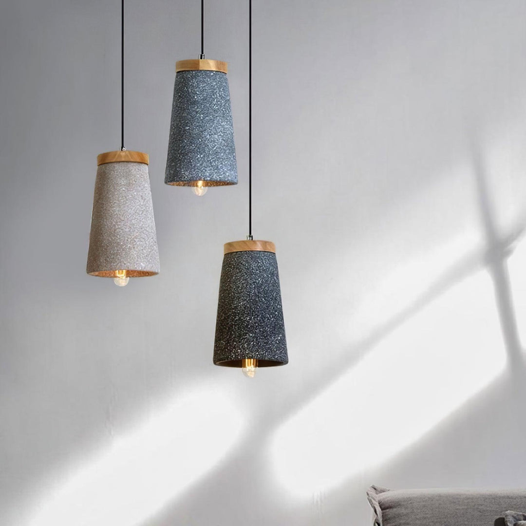 Lampa wisząca Coburg z drewna i cementu