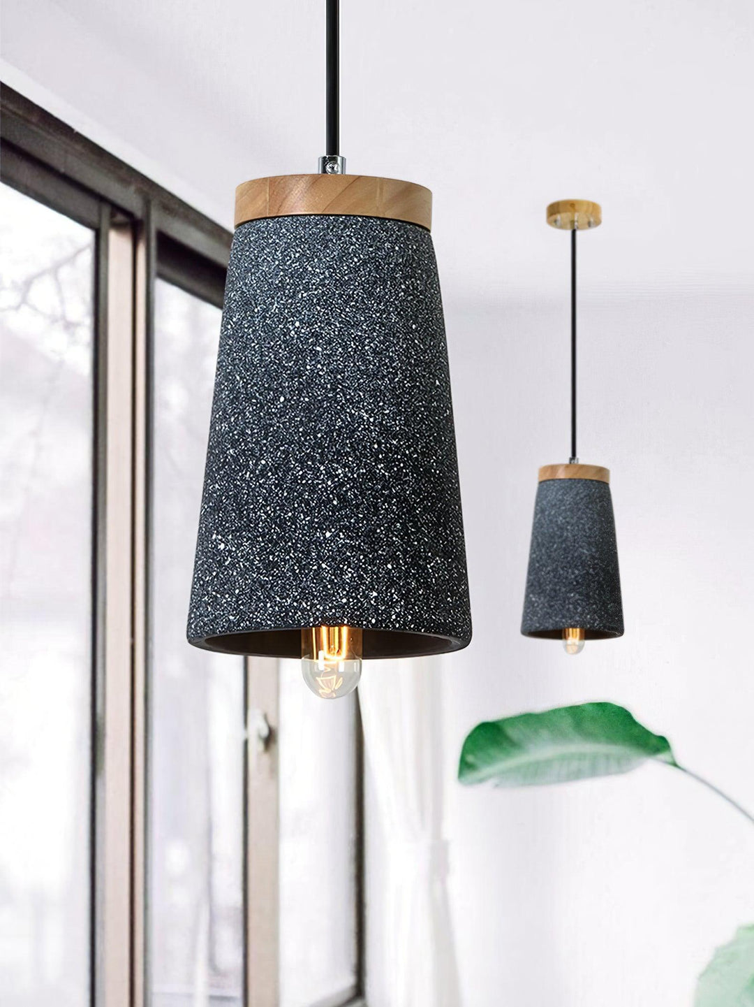 Lampa wisząca Coburg z drewna i cementu