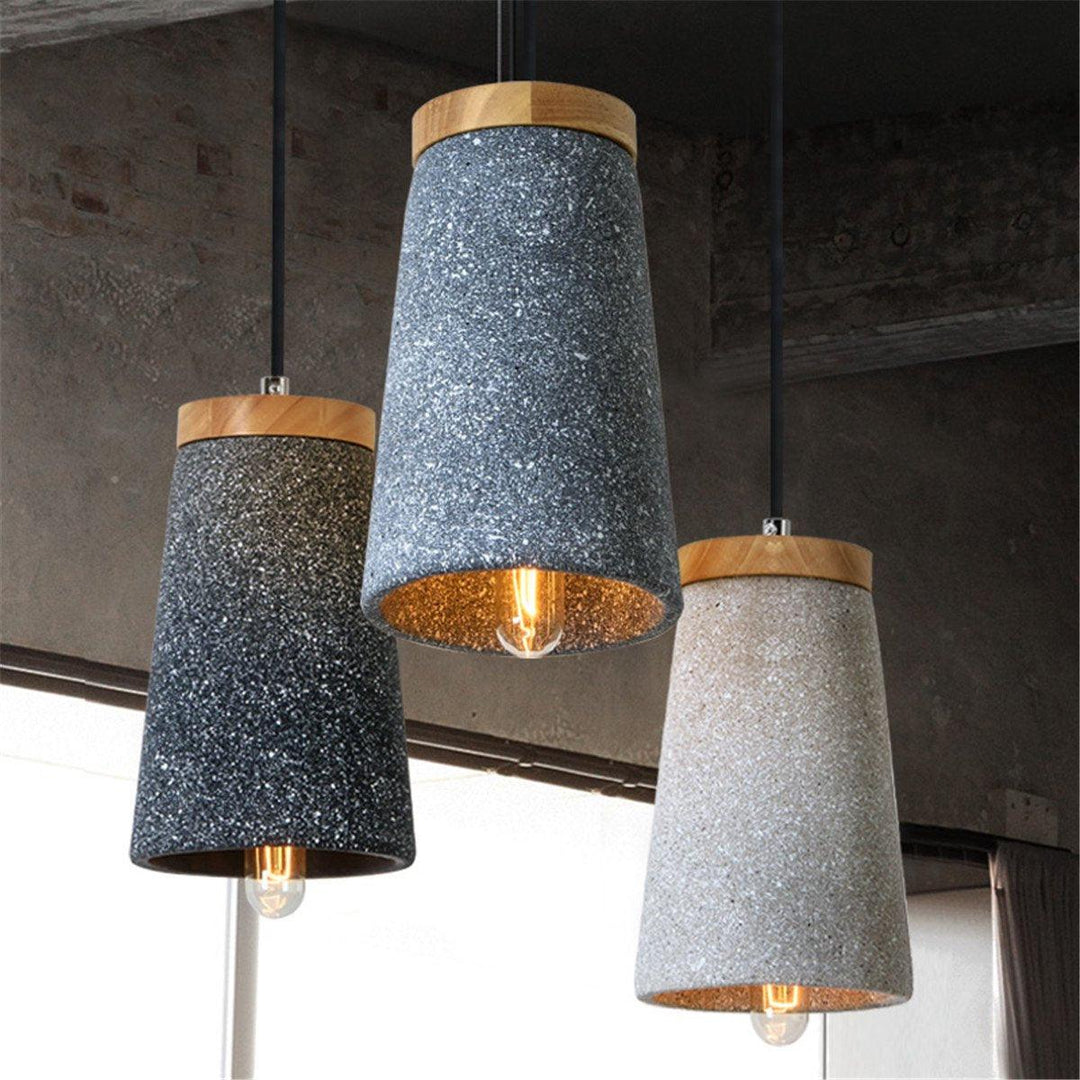 Lampa wisząca Coburg z drewna i cementu