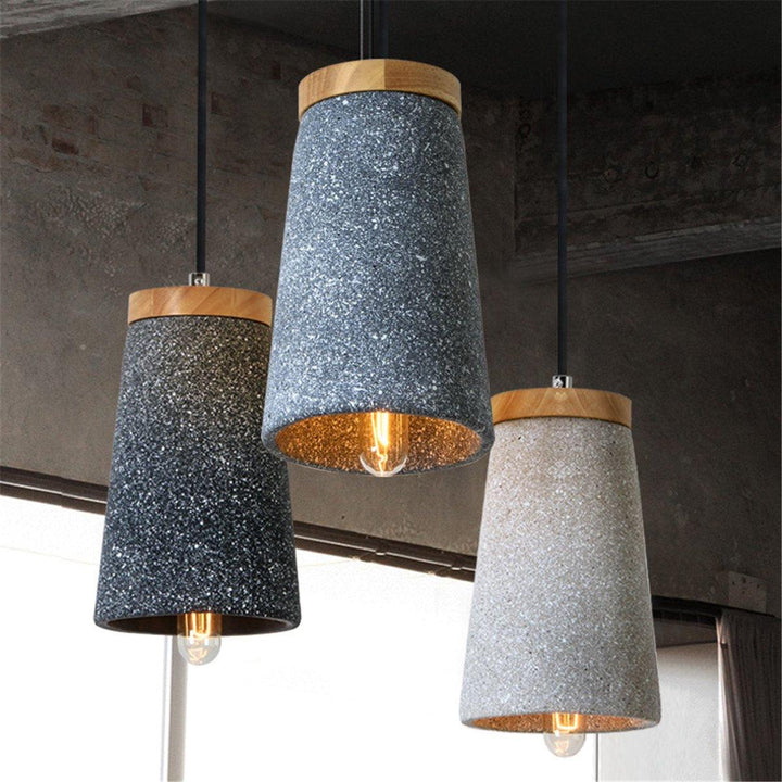 Lampa wisząca Coburg z drewna i cementu