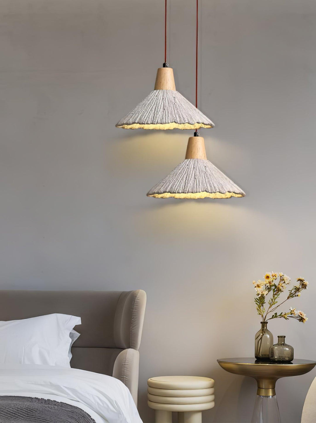 Lampa Wisząca Z Betonu Z Faldami