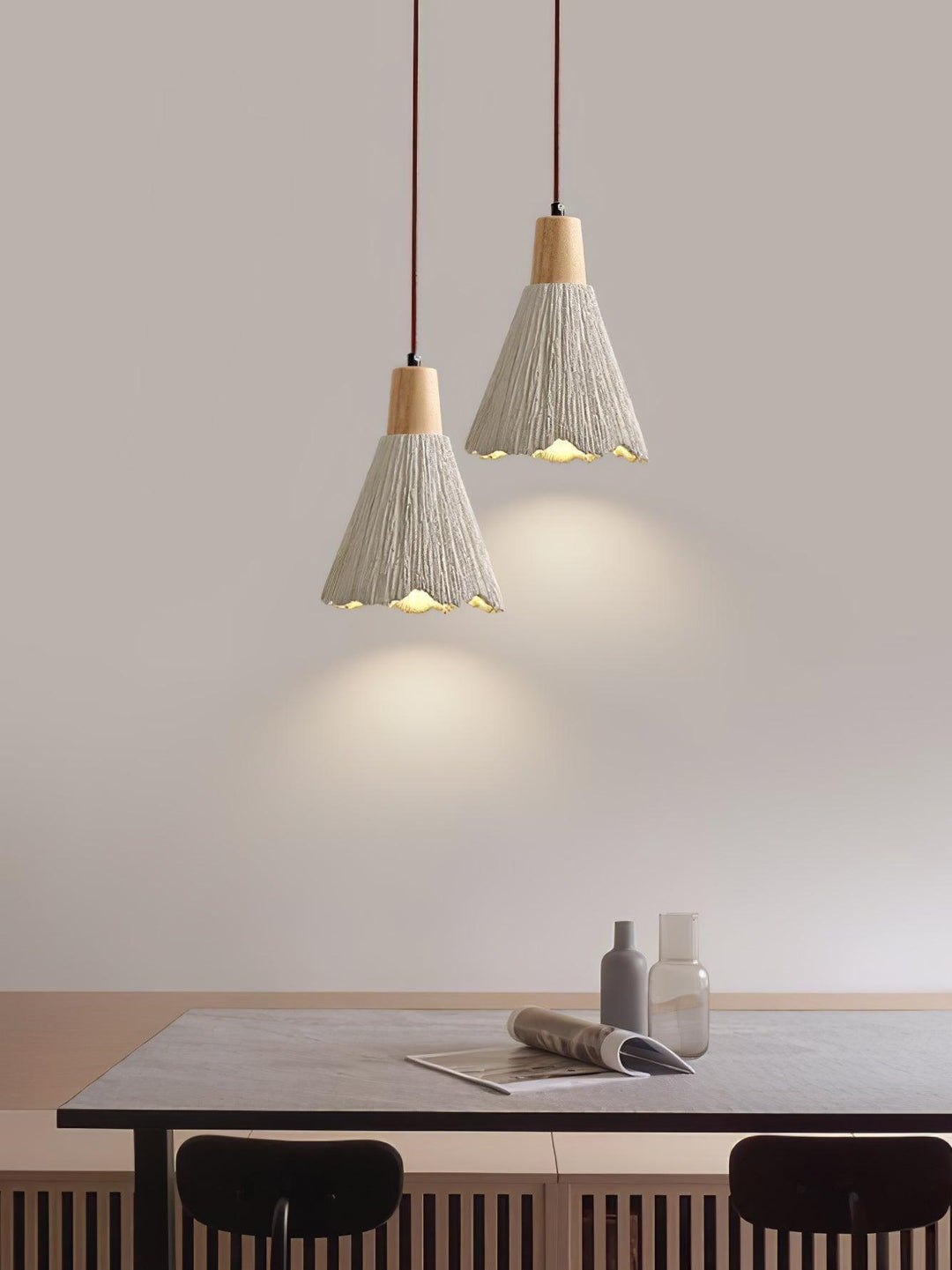 Lampa Wisząca Z Betonu Z Faldami