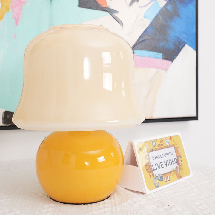 Kremowa Lampa Stołowa z Grzybkiem