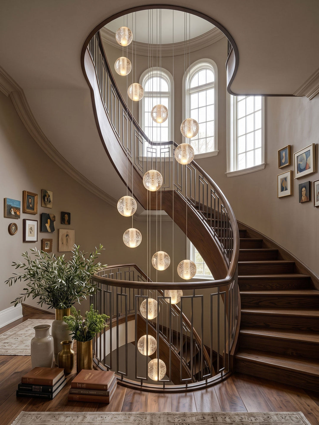 Lampa wisząca z kryształowymi kulkami