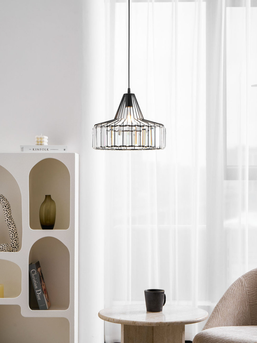 Lampa Wisząca Kryształowa Bębnowa