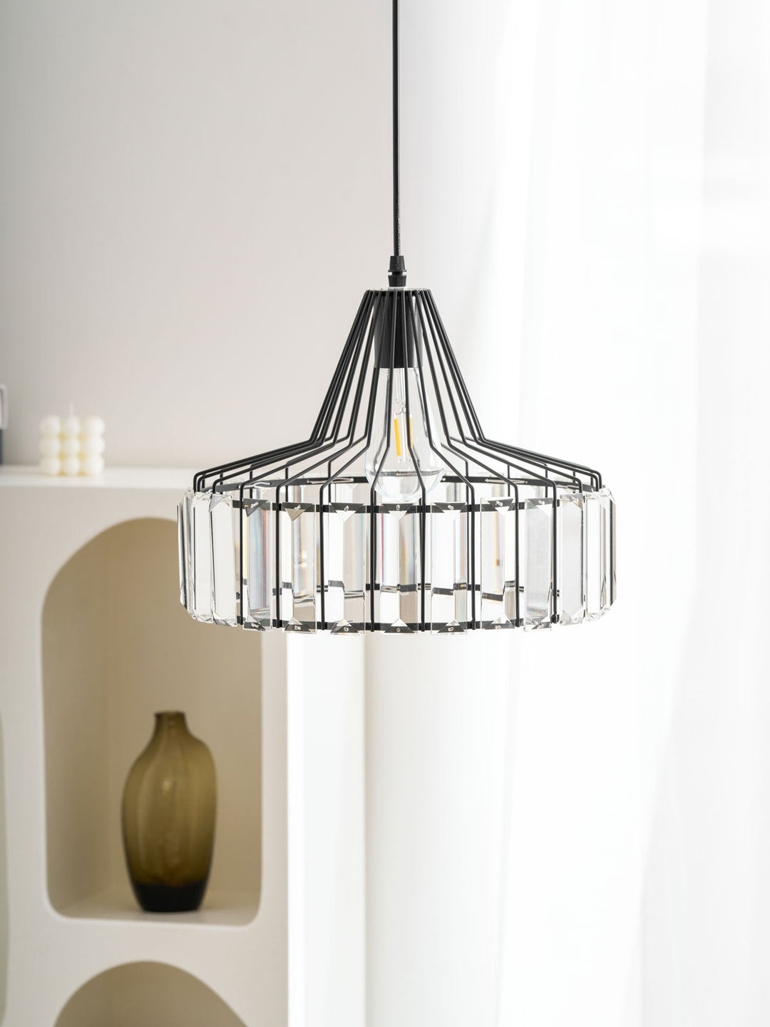 Lampa Wisząca Kryształowa Bębnowa