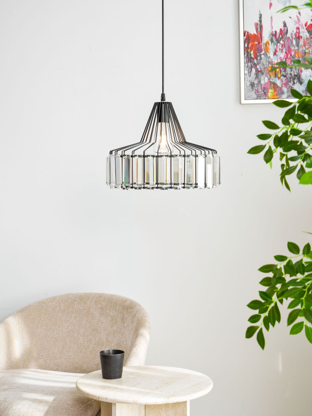 Lampa Wisząca Kryształowa Bębnowa