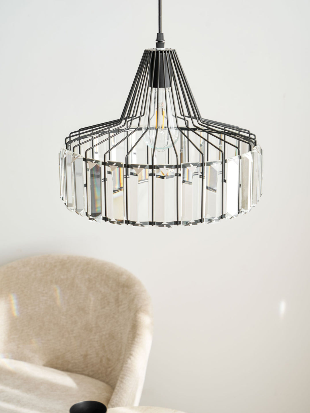 Lampa Wisząca Kryształowa Bębnowa
