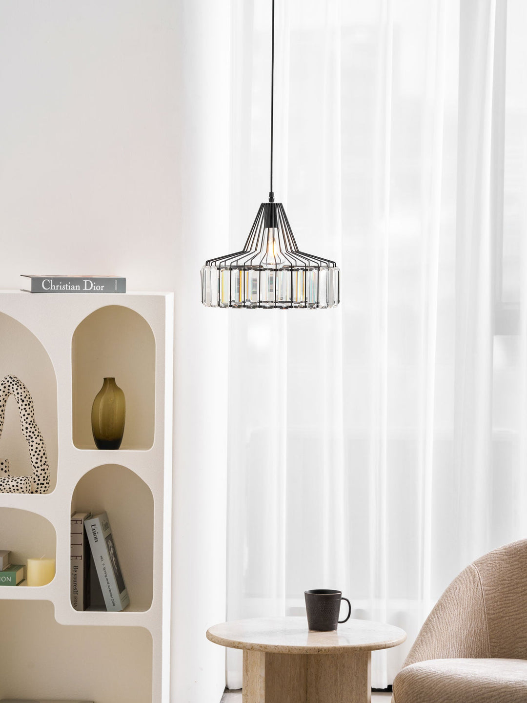 Lampa Wisząca Kryształowa Bębnowa