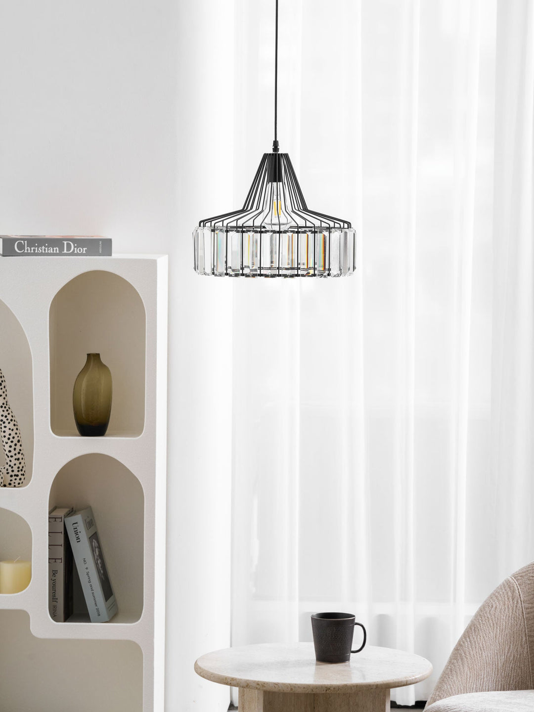 Lampa Wisząca Kryształowa Bębnowa