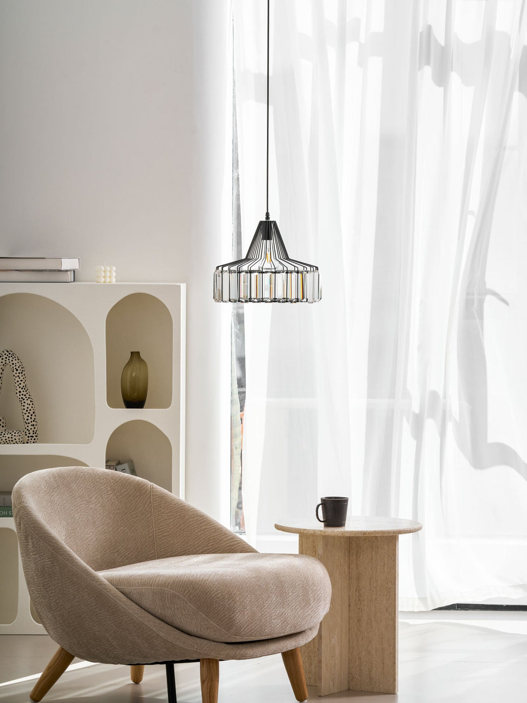 Lampa Wisząca Kryształowa Bębnowa