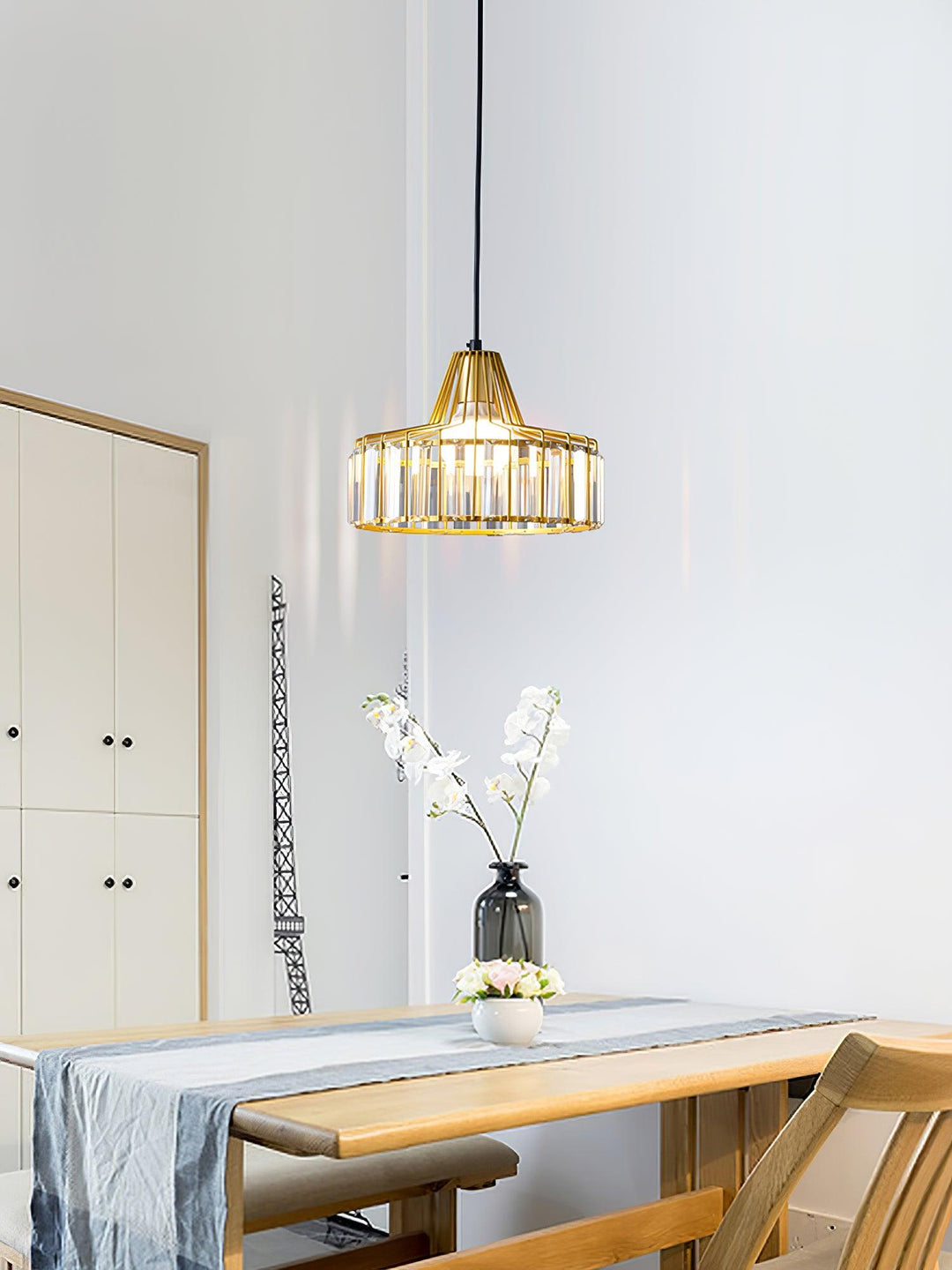 Lampa Wisząca Kryształowa Bębnowa