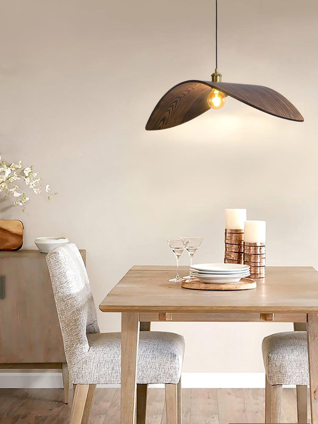 Lampa Wisząca Z Drewna Krzywoliniowa