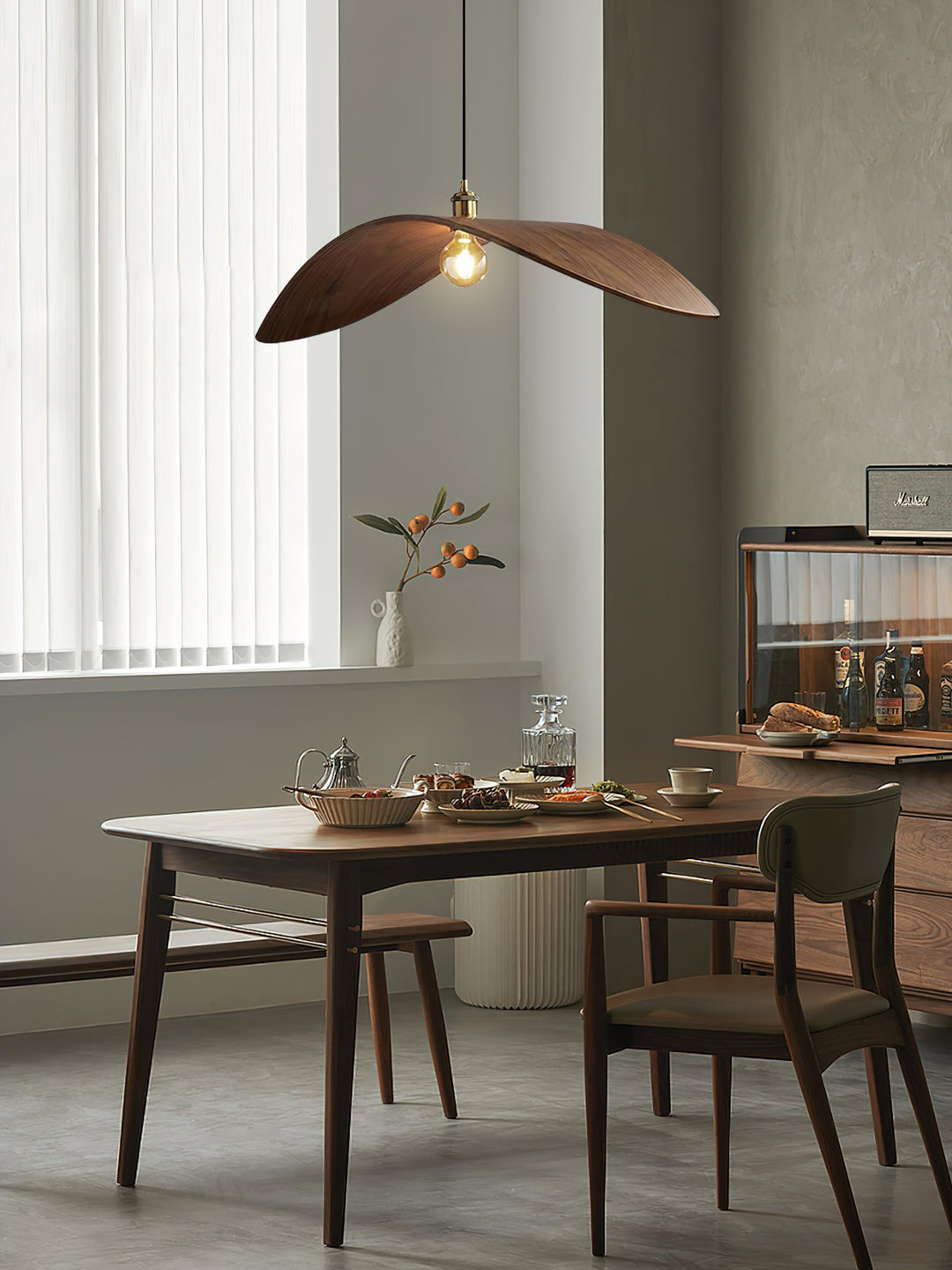 Lampa Wisząca Z Drewna Krzywoliniowa