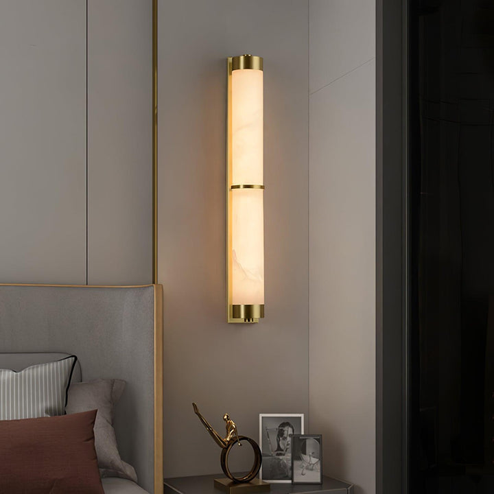 Lampa Ścienna Cylindra z Alabastru i Mosiądzu