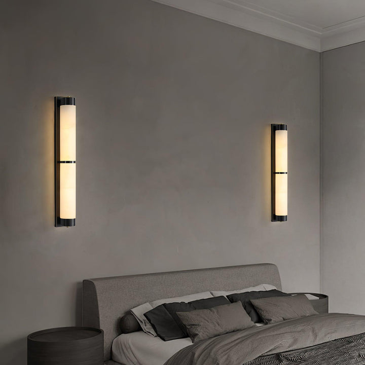 Lampa Ścienna Cylindra z Alabastru i Mosiądzu