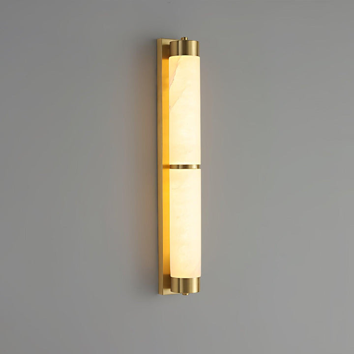 Lampa Ścienna Cylindra z Alabastru i Mosiądzu