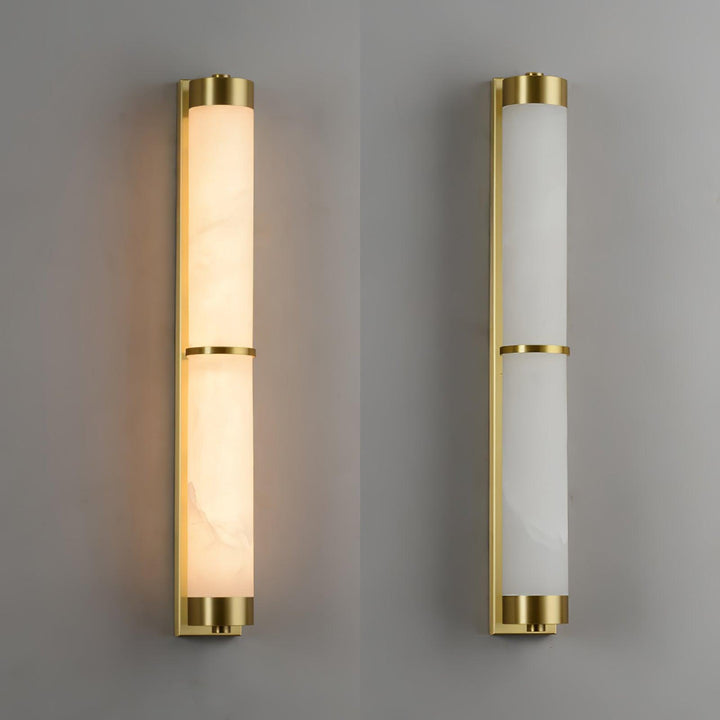 Lampa Ścienna Cylindra z Alabastru i Mosiądzu