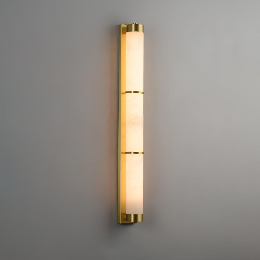 Lampa Ścienna Cylindra z Alabastru i Mosiądzu