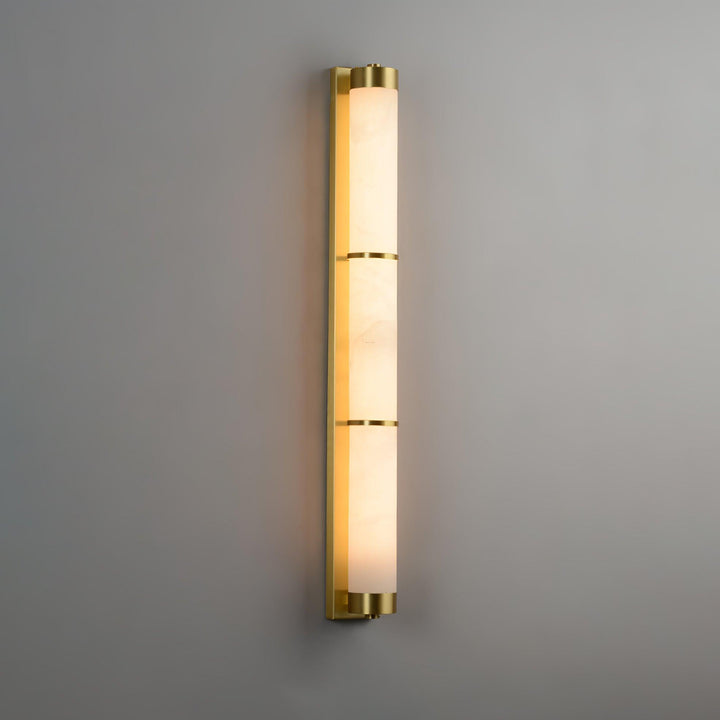 Lampa Ścienna Cylindra z Alabastru i Mosiądzu