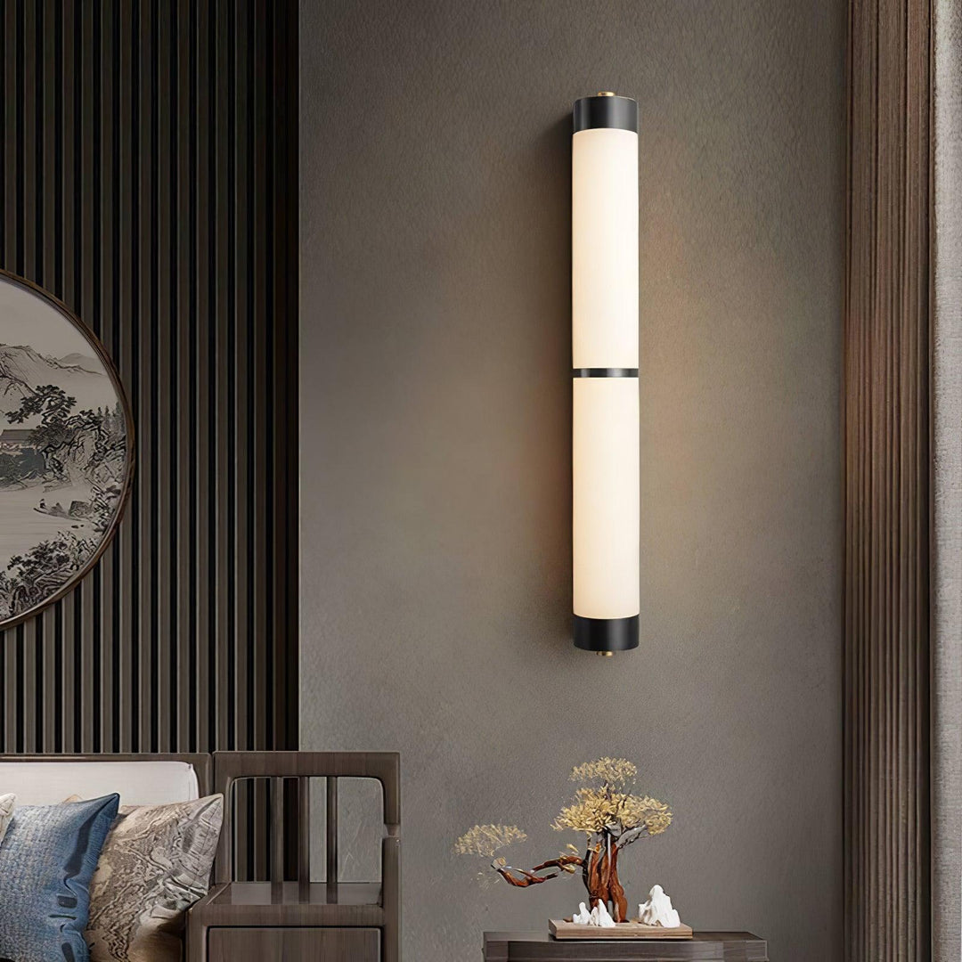 Lampa Ścienna Cylindra z Alabastru i Mosiądzu