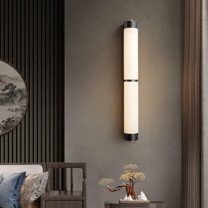 Lampa Ścienna Cylindra z Alabastru i Mosiądzu
