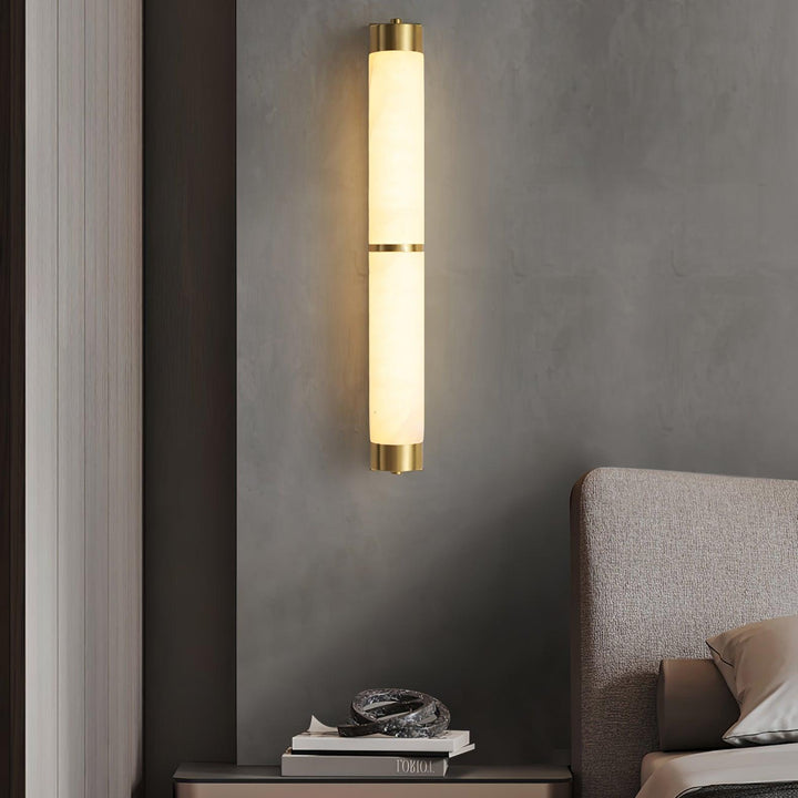 Lampa Ścienna Cylindra z Alabastru i Mosiądzu