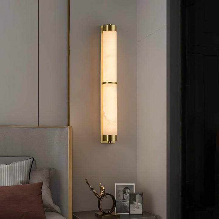 Lampa Ścienna Cylindra z Alabastru i Mosiądzu