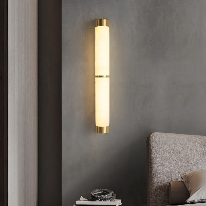 Lampa Ścienna Cylindra z Alabastru i Mosiądzu