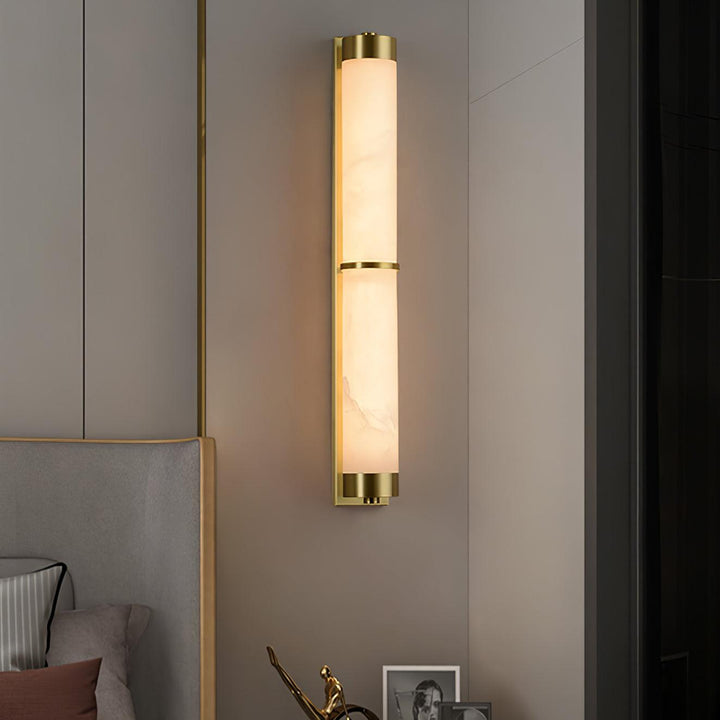 Lampa Ścienna Cylindra z Alabastru i Mosiądzu