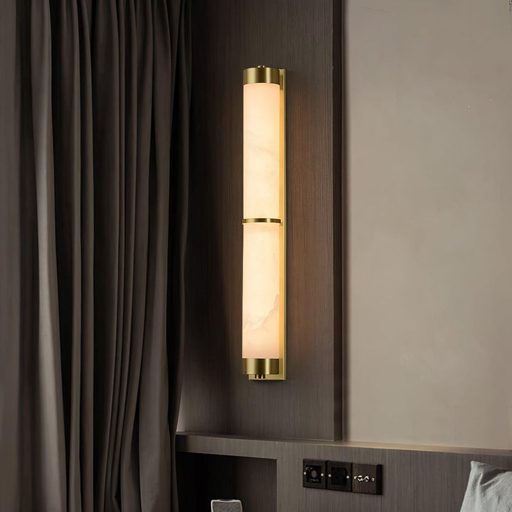 Lampa Ścienna Cylindra z Alabastru i Mosiądzu