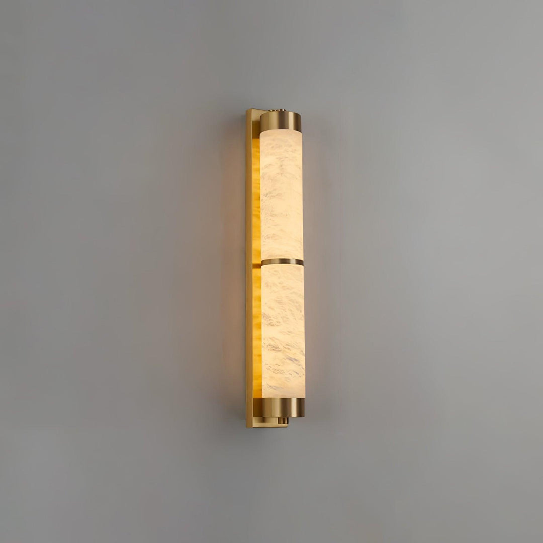 Lampa Ścienna Cylindra z Alabastru i Mosiądzu