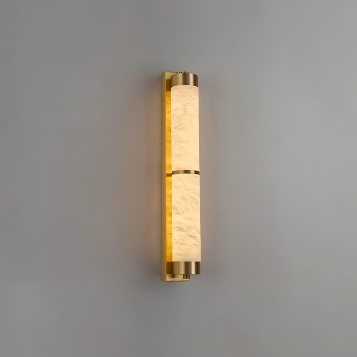 Lampa Ścienna Cylindra z Alabastru i Mosiądzu
