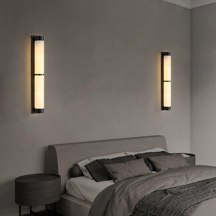 Lampa Ścienna Cylindra z Alabastru i Mosiądzu