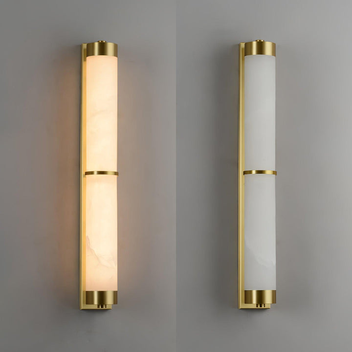 Lampa Ścienna Cylindra z Alabastru i Mosiądzu