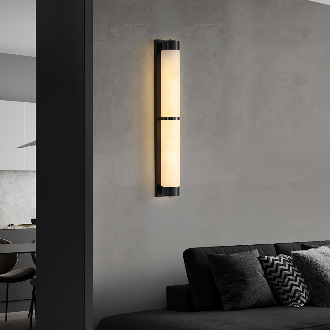 Lampa Ścienna Cylindra z Alabastru i Mosiądzu