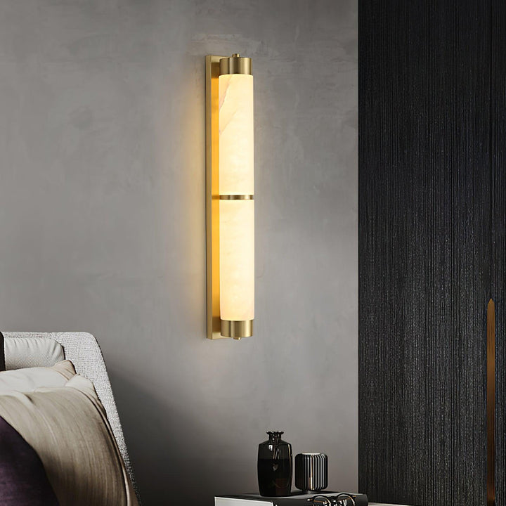 Lampa Ścienna Cylindra z Alabastru i Mosiądzu