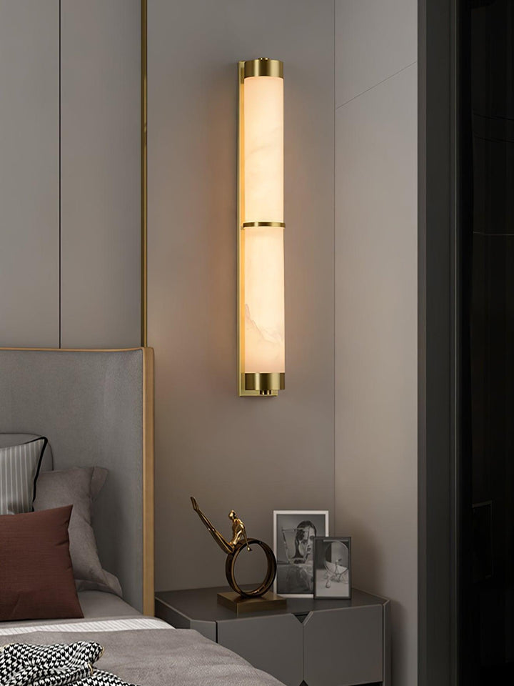 Lampa Ścienna Cylindra z Alabastru i Mosiądzu