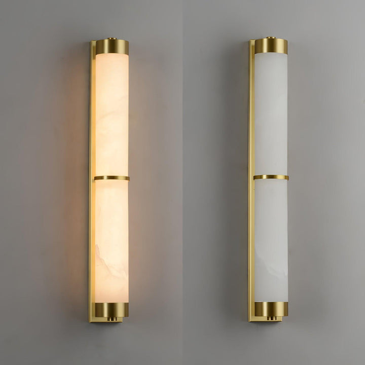 Lampa Ścienna Cylindra z Alabastru i Mosiądzu