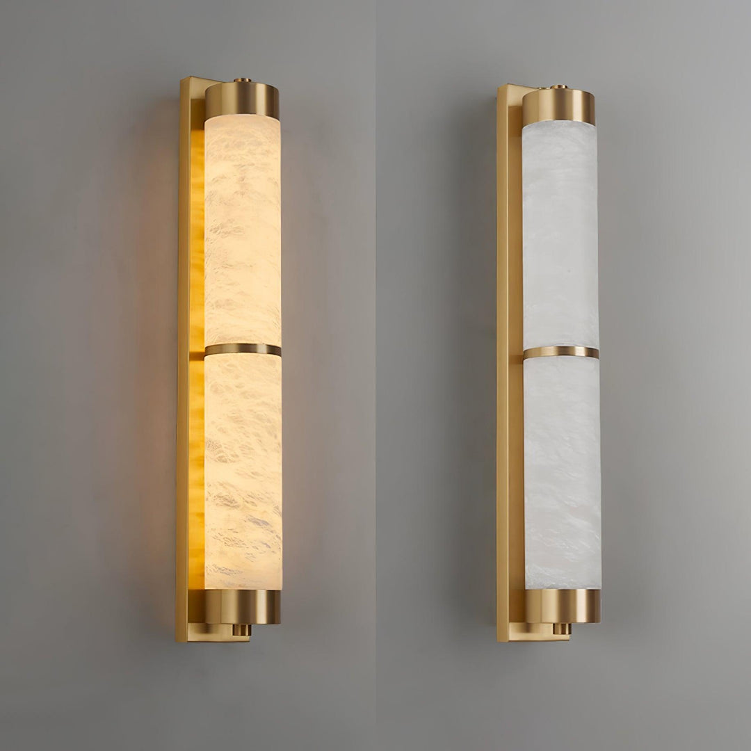 Lampa Ścienna Cylindra z Alabastru i Mosiądzu