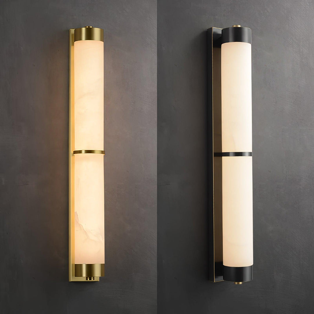 Lampa Ścienna Cylindra z Alabastru i Mosiądzu