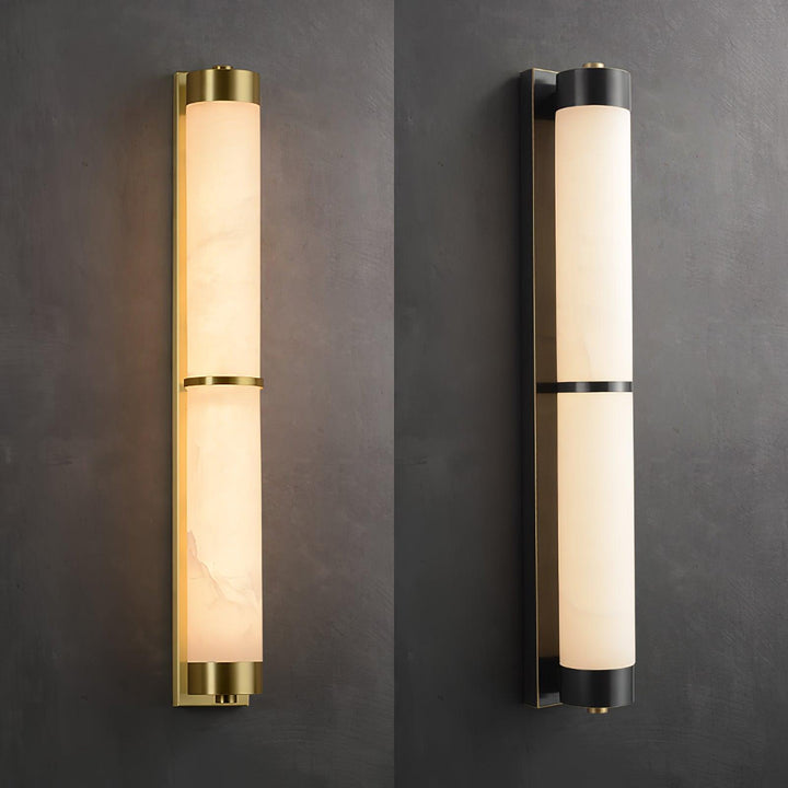 Lampa Ścienna Cylindra z Alabastru i Mosiądzu