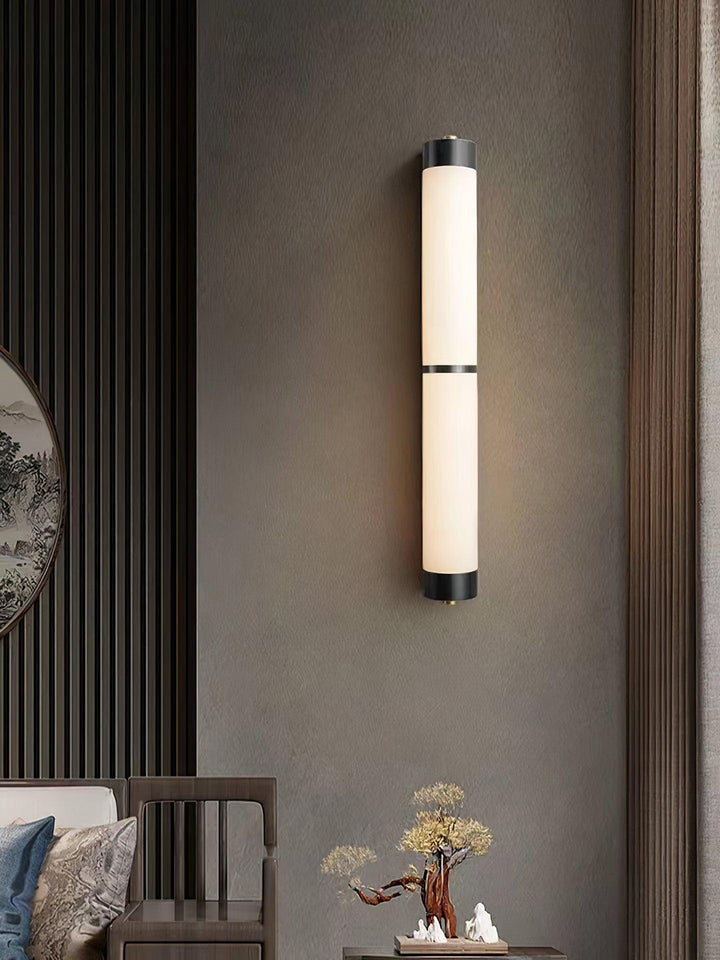Lampa Ścienna Cylindra z Alabastru i Mosiądzu